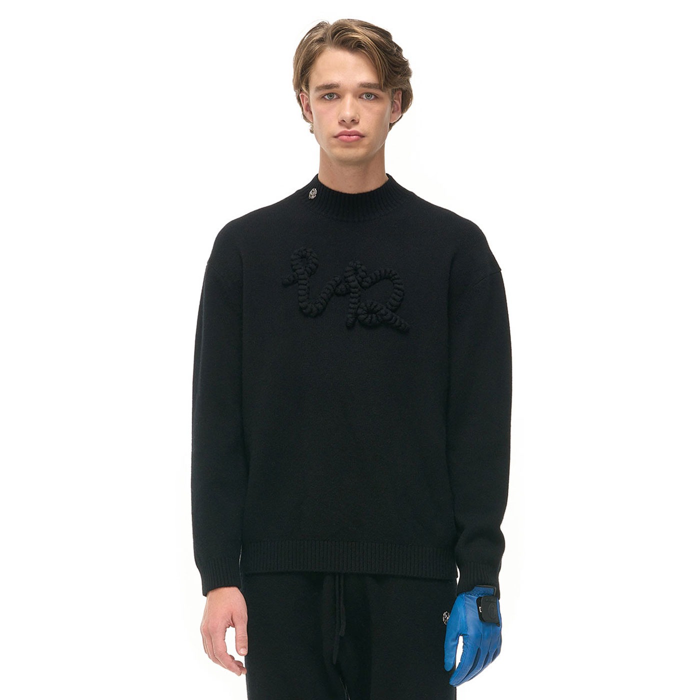 MEN HAND EMBROIDRYCASHMERE FULLOVER_BK